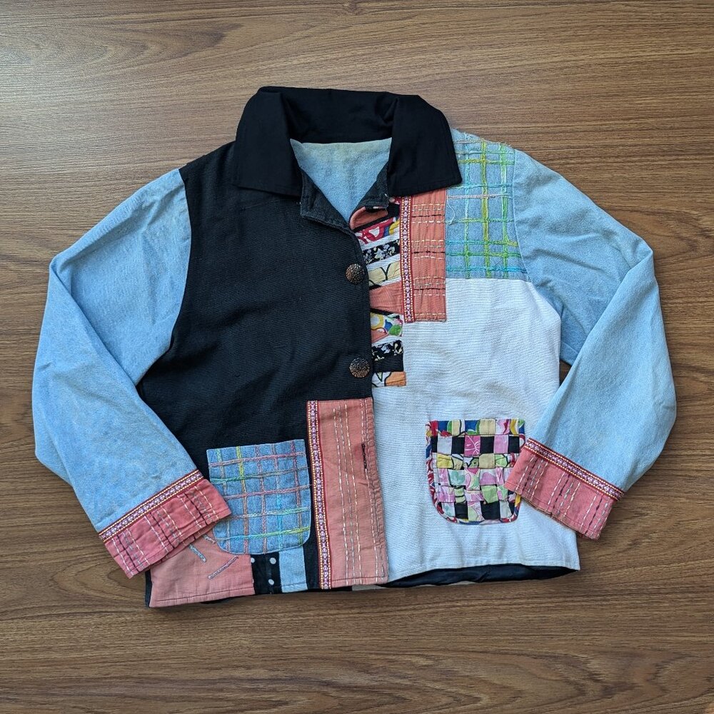 (3/$30) PATCHWORK DETAIL VINTAGE JACKET